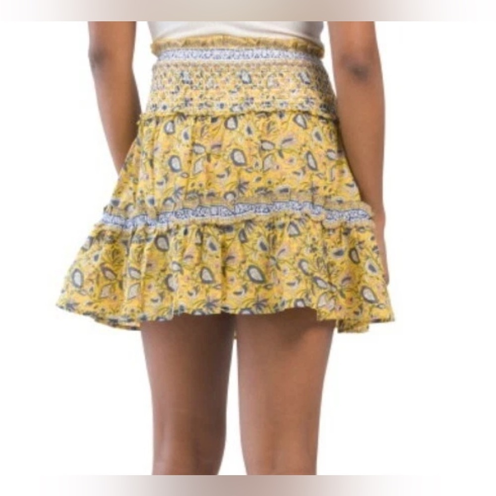 Jennifer & Grace smocked waist paisley mini skirt, small - Picture 2 of 10